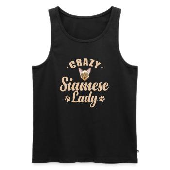 Crazy Siamese Cat Lady Haustier Kater - Männer Premium Bio Tank Top - Schwarz - Vorne - AI Model Male 178 light (178cm)
