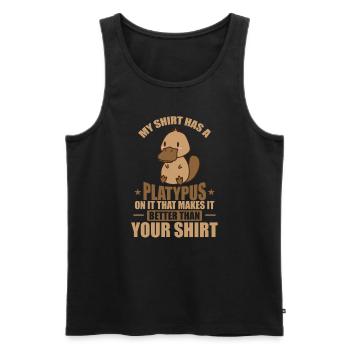 My Tee has a Platypus on it Schnabeltier - Men's Premium Organic Tank Top - black - Front - Michal (187cm)