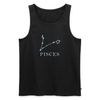 Constellation d’étoiles Signe du zodiaque Poissons Poissons - Débardeur bio Premium Homme - noir - Devant - Michal (187cm)