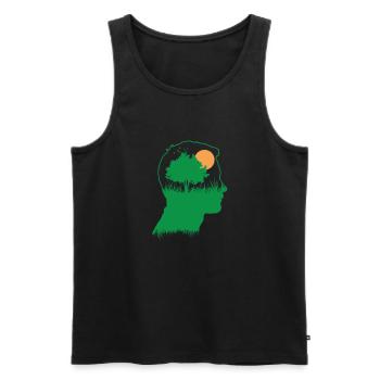 Pensez à l’environnement et à la nature Planète Terre - Débardeur bio Premium Homme - noir - Devant - Michal (187cm)