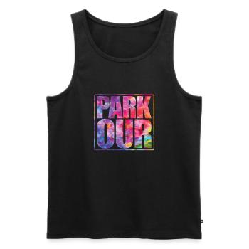 Parkour PARK OUR Jump Sport Fitness - Débardeur bio Premium Homme - noir - Devant - AI Model Male 178 light (178cm)