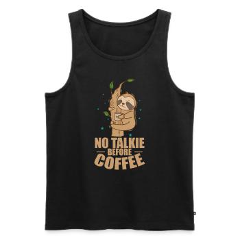 Not Talkie before Coffee Sloth Lazy - Men's Premium Organic Tank Top - black - Front - AI Model Male 178 light (178cm)