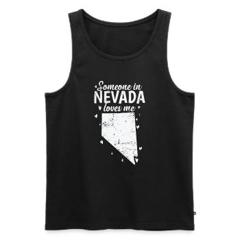 Nevada Quelqu’un au Nevada aime Me USA Amérique - Débardeur bio Premium Homme - noir - Devant - Michal (187cm)