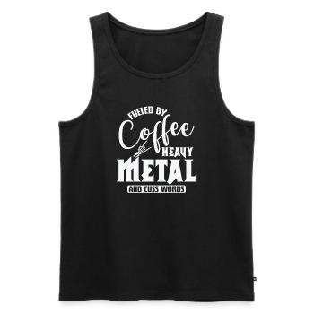 Fueled by Coffee Heavy Metal and cuss Words - Männer Premium Bio Tank Top - Schwarz - Vorne - AI Model Male 178 light (178cm)