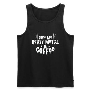 Give Me Heavy Metal and Coffee Musik Band - Männer Premium Bio Tank Top - Schwarz - Vorne - AI Model Male 178 light (178cm)