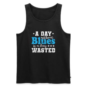 A Day without Blues is A Day waste Music - Men's Premium Organic Tank Top - black - Front - AI Model Male 178 light (178cm)