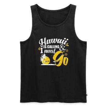 Hawaii is calling and I must go Palme - Männer Premium Bio Tank Top - Schwarz - Vorne - Michal (187cm)