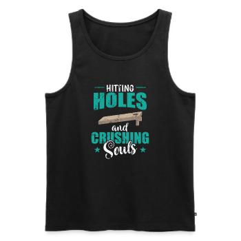Hitting Holes and Crushing Souls Cornhole - Men's Premium Organic Tank Top - black - Front - Michal (187cm)