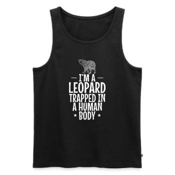 I'm a Leopard trapped in a Human Body Raubkatze - Men's Premium Organic Tank Top - black - Front - AI Model Male 178 light (178cm)