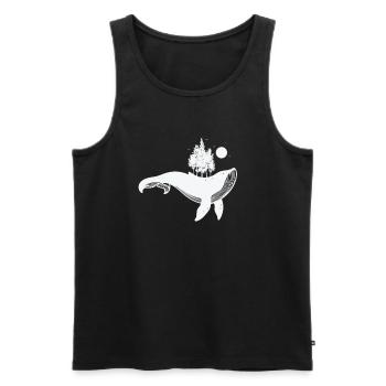 Blue whale with trees and moonlight - Men's Premium Organic Tank Top - black - Front - AI Model Male 178 light (178cm)