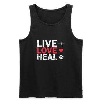Live Love Heal Veterinarian Profession - Men's Premium Organic Tank Top - black - Front - Michal (187cm)