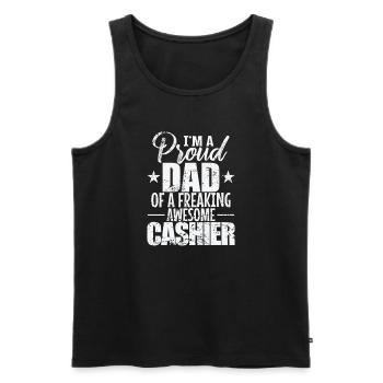 I'm a proud Dad of a freaking awesome Cashier - Men's Premium Organic Tank Top - black - Front - AI Model Male 178 light (178cm)