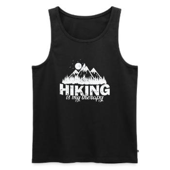 Hiking is my Therapy Natur - Men's Premium Organic Tank Top - black - Front - Michal (187cm)