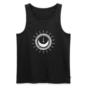 Lune avec des formes Globe de ciel nocturne - Débardeur bio Premium Homme - noir - Devant - Michal (187cm)