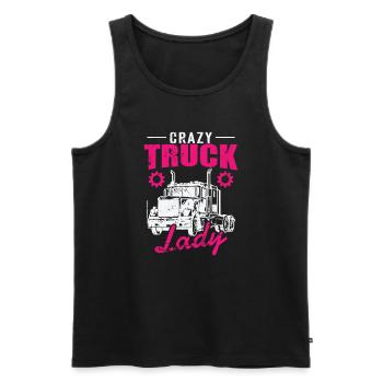 Crazy Truck Lady Occupation Transport longue distance - Débardeur bio Premium Homme - noir - Devant - AI Model Male 178 light (178cm)
