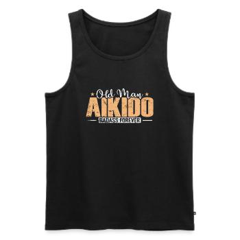 old Man Aikido Badass forever Training - Männer Premium Bio Tank Top - Schwarz - Vorne - AI Model Male 178 light (178cm)