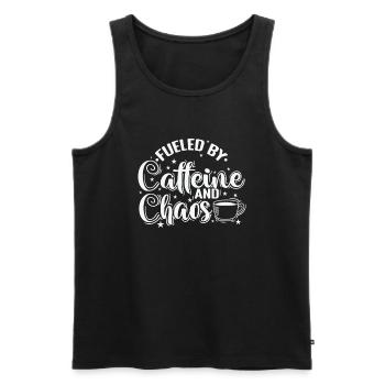 Alimenté par la caféine et le chaos Coffee Café - Débardeur bio Premium Homme - noir - Devant - AI Model Male 178 light (178cm)