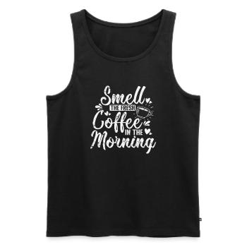 Smell the Fresh Coffee in the Morning Koffein - Männer Premium Bio Tank Top - Schwarz - Vorne - Michal (187cm)