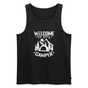 Welcome to our Camper Urlaub Freiheit - Männer Premium Bio Tank Top - Schwarz - Vorne - Michal (187cm)
