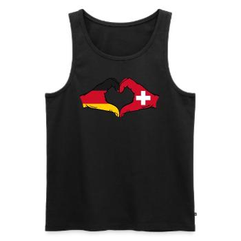 Deutschland Schweiz Flagge Hände Herzform - Männer Premium Bio Tank Top - Schwarz - Vorne - Michal (187cm)