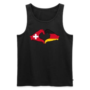 Switzerland Germany Flag Hands Heart Shape - Men's Premium Organic Tank Top - black - Front - Michal (187cm)