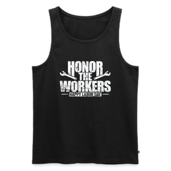 Honor the Workers Happy Labor Day - Männer Premium Bio Tank Top - Schwarz - Vorne - AI Model Male 178 light (178cm)