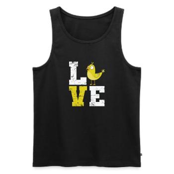 Love lettering with canary - Men's Premium Organic Tank Top - black - Front - Michal (187cm)