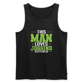 Cet homme aime faire du jogging avec sa femme - Débardeur bio Premium Homme - noir - Devant - AI Model Male 178 light (178cm)