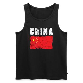 Drapeau de la Chine Asie de l’Est - Débardeur bio Premium Homme - noir - Devant - AI Model Male 178 light (178cm)