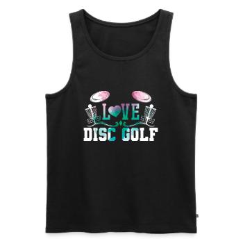 Disc Golf d’amour - Débardeur bio Premium Homme - noir - Devant - AI Model Male 178 light (178cm)