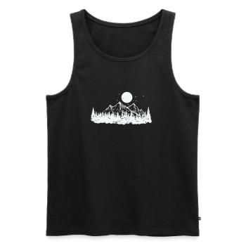 Forêt face aux montagnes Randonnée Nature - Débardeur bio Premium Homme - noir - Devant - AI Model Male 178 light (178cm)