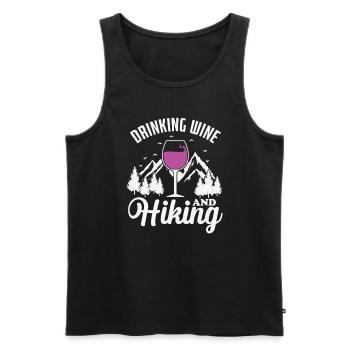 Boire du vin et faire de la randonnée Wandern - Débardeur bio Premium Homme - noir - Devant - Michal (187cm)