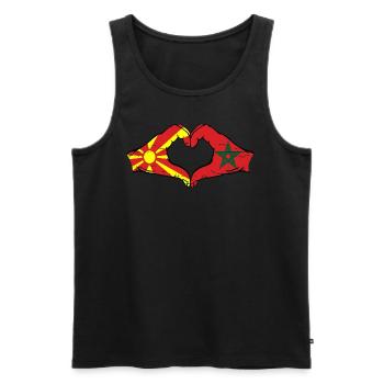 Mazedonien Marokko Flagge Hände Herzform used - Männer Premium Bio Tank Top - Schwarz - Vorne - Michal (187cm)