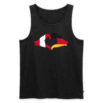 Peru Germany Flag Hands Heart Shape - Men's Premium Organic Tank Top - black - Front - Michal (187cm)