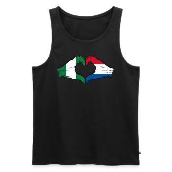 Nigeria Hollande drapeau mains forme de coeur utilisé - Débardeur bio Premium Homme - noir - Devant - Michal (187cm)