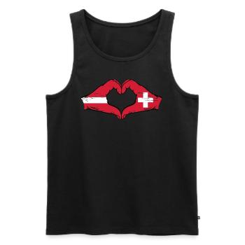 Latvia Switzerland Flag Hands Heart Shape Used - Men's Premium Organic Tank Top - black - Front - Michal (187cm)