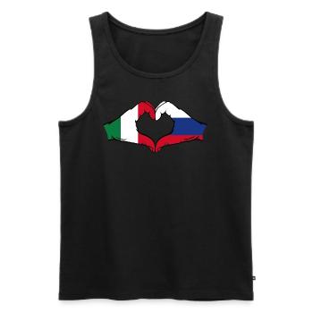Italie Russie mains en forme de cœur - Débardeur bio Premium Homme - noir - Devant - Michal (187cm)