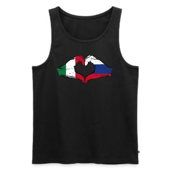 Italie Russie mains forme de coeur utilisé - Débardeur bio Premium Homme - noir - Devant - Michal (187cm)