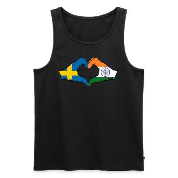 Sweden India hands heart shape - Men's Premium Organic Tank Top - black - Front - Michal (187cm)