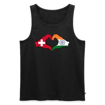 Switzerland India hands heart shape - Men's Premium Organic Tank Top - black - Front - Michal (187cm)
