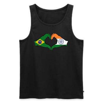 Brazil India Hands Heart Shape - Men's Premium Organic Tank Top - black - Front - Michal (187cm)