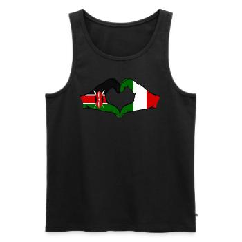 Kenya Italie mains en forme de coeur - Débardeur bio Premium Homme - noir - Devant - Michal (187cm)