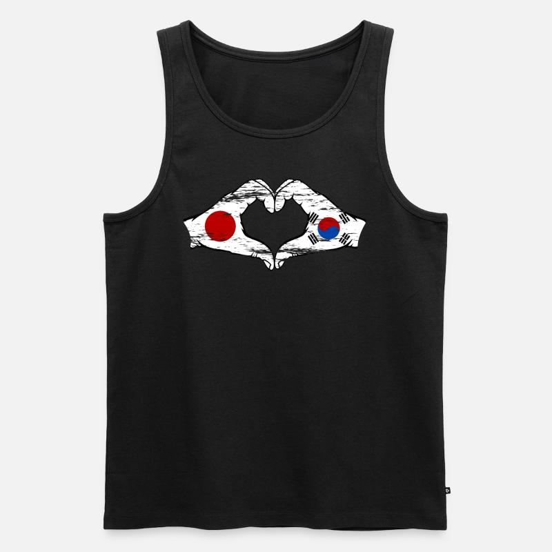 Japon Corée du Sud Mains Coeur Forme Utilisé - Débardeur bio Premium Homme - noir
