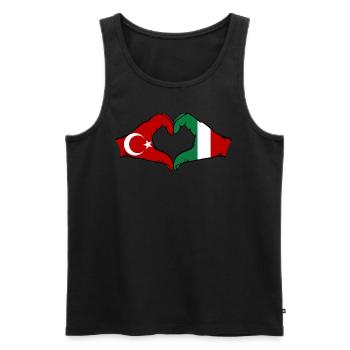 Turquie Italie Mains Forme de Coeur - Débardeur bio Premium Homme - noir - Devant - Michal (187cm)