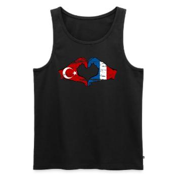 Turkey France Hands Heart Shape Used - Men's Premium Organic Tank Top - black - Front - Michal (187cm)
