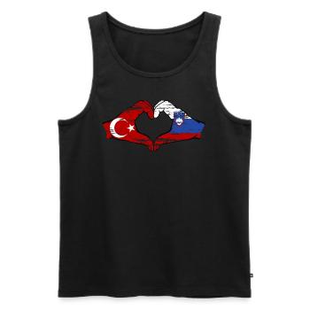 Turkey Slovenia Hands Heart Shape Used - Men's Premium Organic Tank Top - black - Front - Michal (187cm)