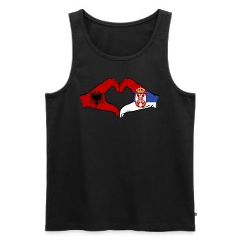 Albanien Serbien Flagge Herzform - Männer Premium Bio Tank Top - Schwarz - Vorne - Michal (187cm)