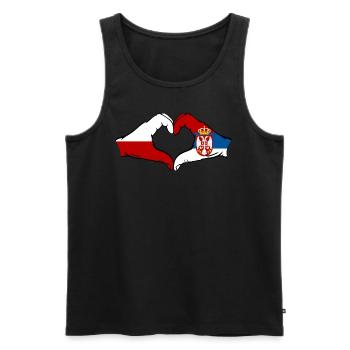 Polen Serbien Flagge Herzform - Männer Premium Bio Tank Top - Schwarz - Vorne - Michal (187cm)