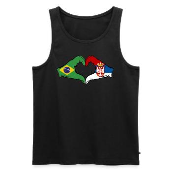 Brasilien Serbien Flagge Herzform - Männer Premium Bio Tank Top - Schwarz - Vorne - Michal (187cm)