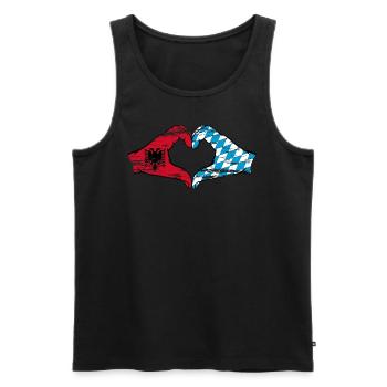 Albanie Bavière Drapeau Mains Coeur Forme Utilisé - Débardeur bio Premium Homme - noir - Devant - Michal (187cm)